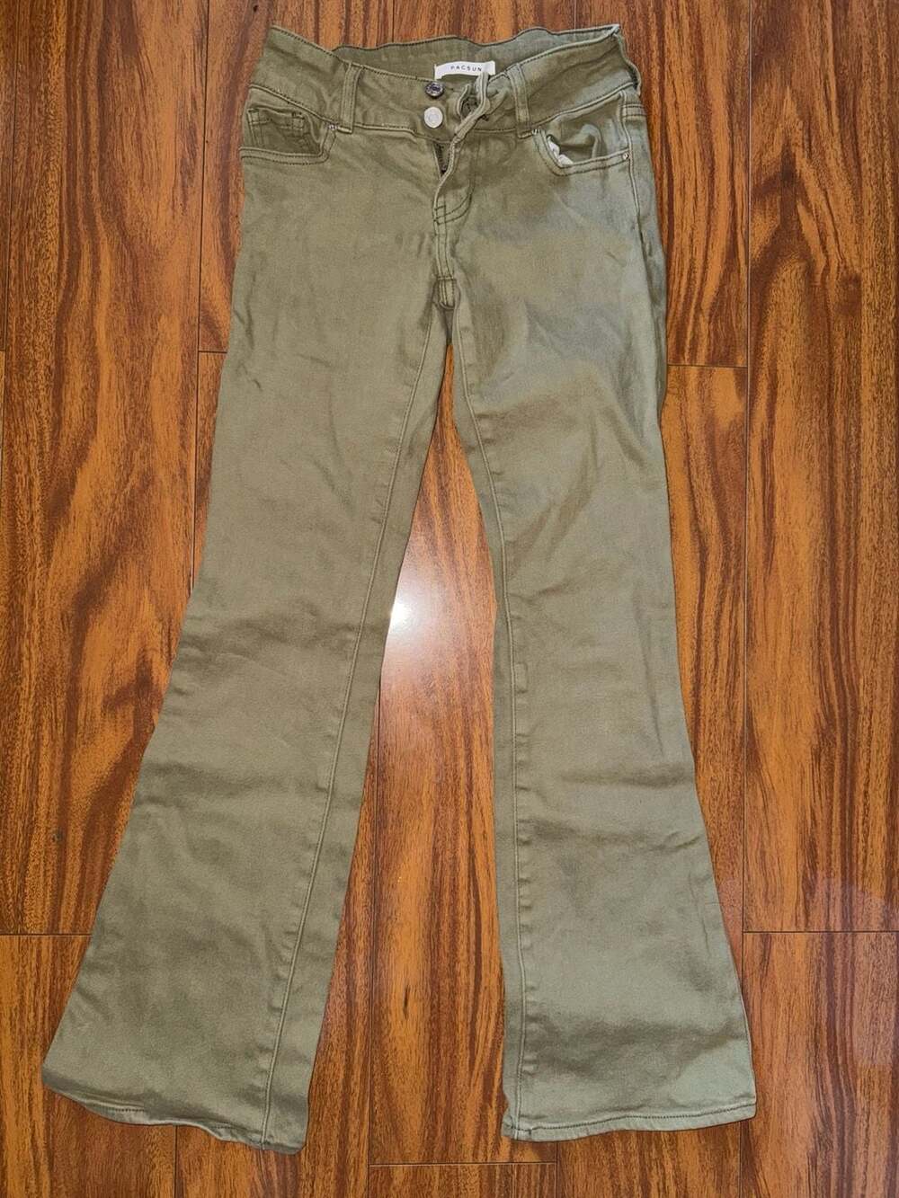 PacSun Stretch Low Rise Bootcut Olive Green Pants Size 25